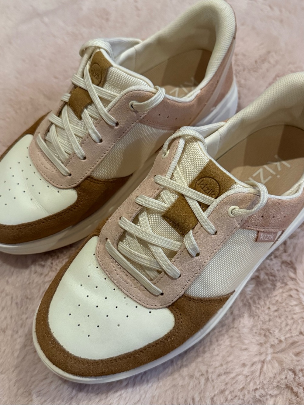 Kizik Brisbane Hands Free Slip On Sneakers White Pepper Brown Women's 8 Wide